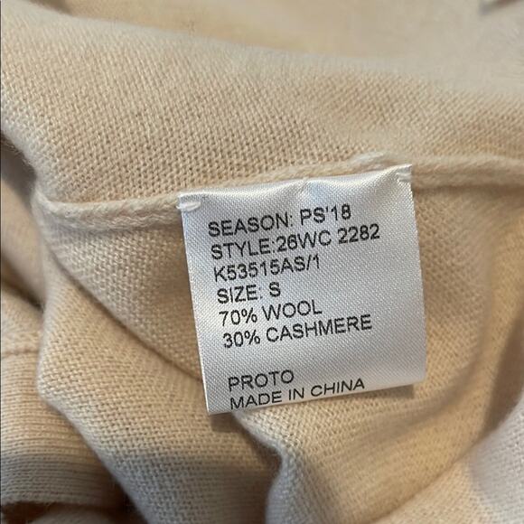 Brochu Walker Name Brand Cut Off Beige Wool Cashmere Knit Asymmetrical Sweater S - Picture 10 of 12
